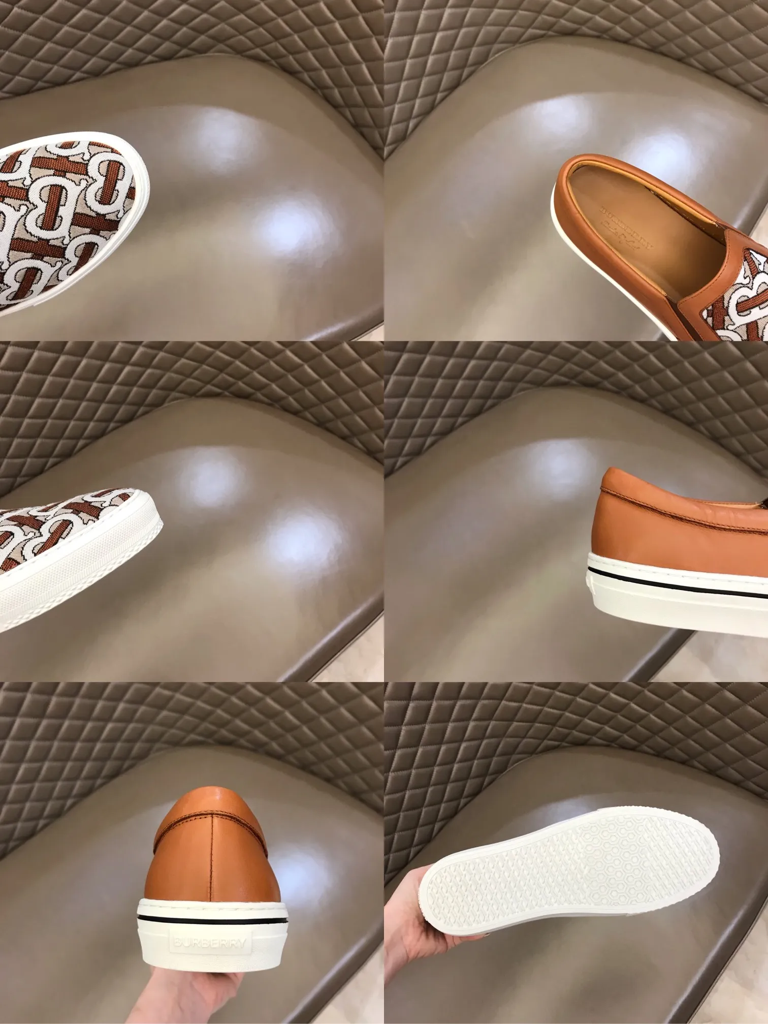 ◾️▫P340 B's new spring and summer product, men's classic low-cut slip-on sneakers, made of classic retro B's printed canvas material, spliced ​​with layered calfskin, and decorated with a new brand logo. First-layer cowhide lining, embossed Burberry logo on the heel, and original TPU outsole!  Size: 38-45